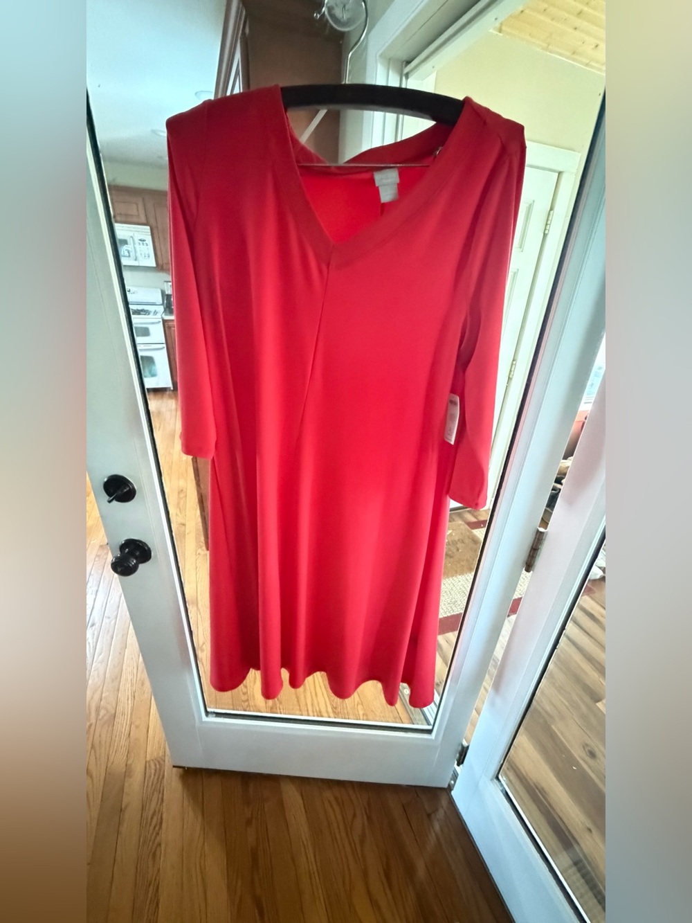 NWT Chico's Bright Red V-Neck Midi Dress Size 2 Which Is Large/12 - Picture 6 of 13